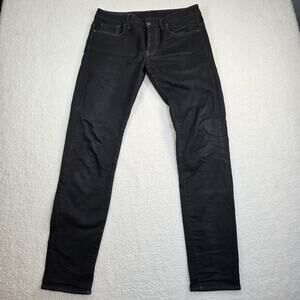 G Star Raw Jeans Mens 31x34 Black 3301 Slim Fit Tapered Button Fly Denim Pants